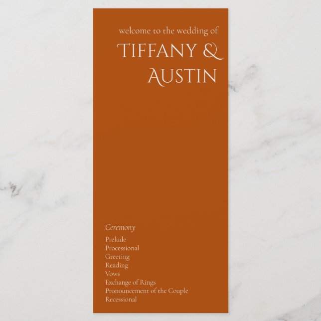 Terracotta Modern Wedding Program (Frente)