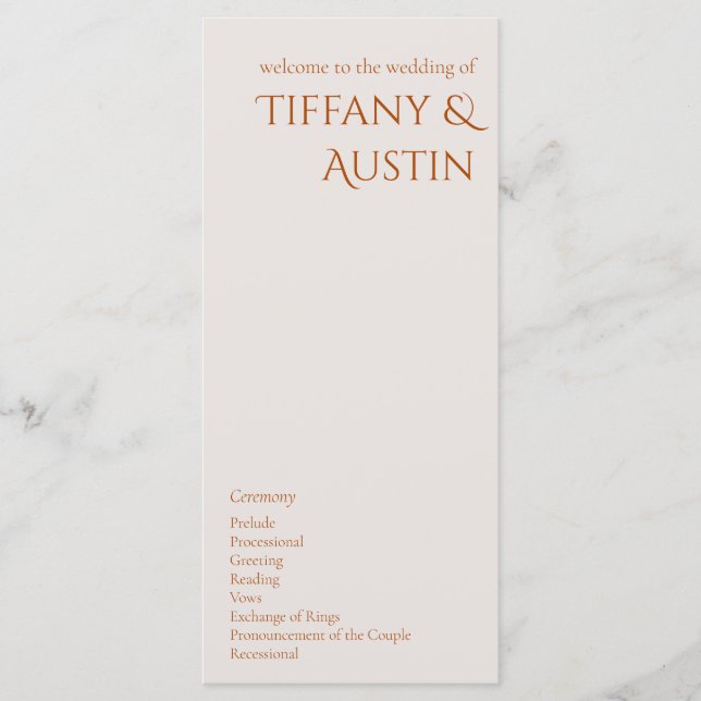 Terracotta Modern Wedding Program (Frente)