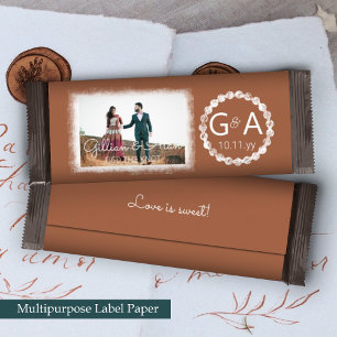 Terracotta Monogramas Wrapper de Bar de Casamento 