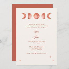 Terracotta Moon Phase Boho Convite Para Casamento