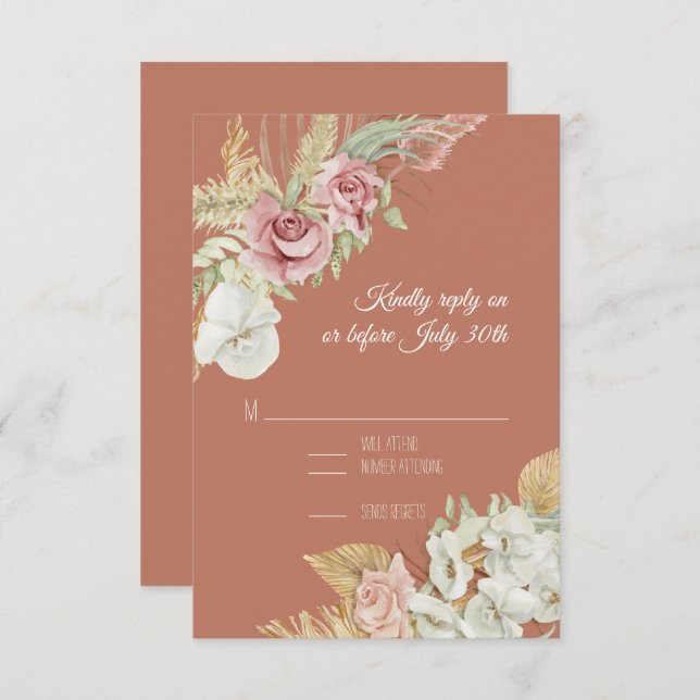 Terracotta Pampas Palm Rosa Wreath Foliage RSVP (Frente/Verso)