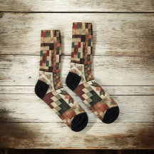 Terracotta Patchwork Quilt Pattert Retro Floral