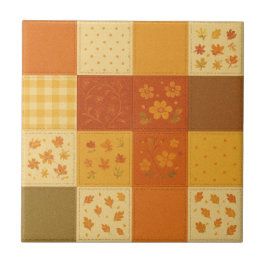 Terracotta Patchwork Quilt Rustic Farmhouse Floral