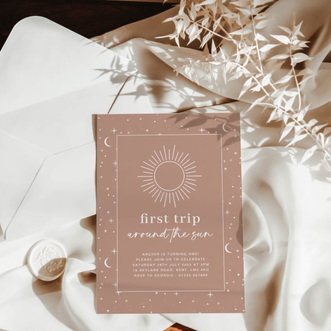 Terracotta Primeira Viagem Em Torno Do Convite Sun (Criador carregado)