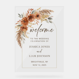 Terracotta Rust Fall Floral Weding Bem-vindo