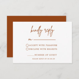 Terracotta Rust Larnt Orange Weding RSVP Card