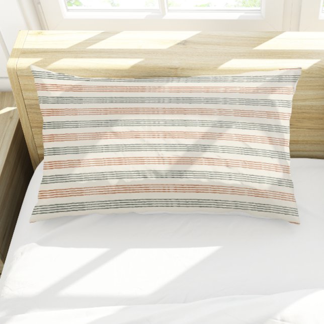 Terracotta Sage Modern Minimalist Stripe Boho (Terracotta Sage Modern Minimalist Stripe Boho Pillow Case)