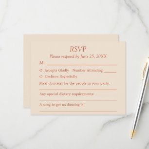 Terracotta Script Guest Choices Weding RSVP Card
