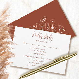 Terracotta Script Typografia Casamento Floral RSVP