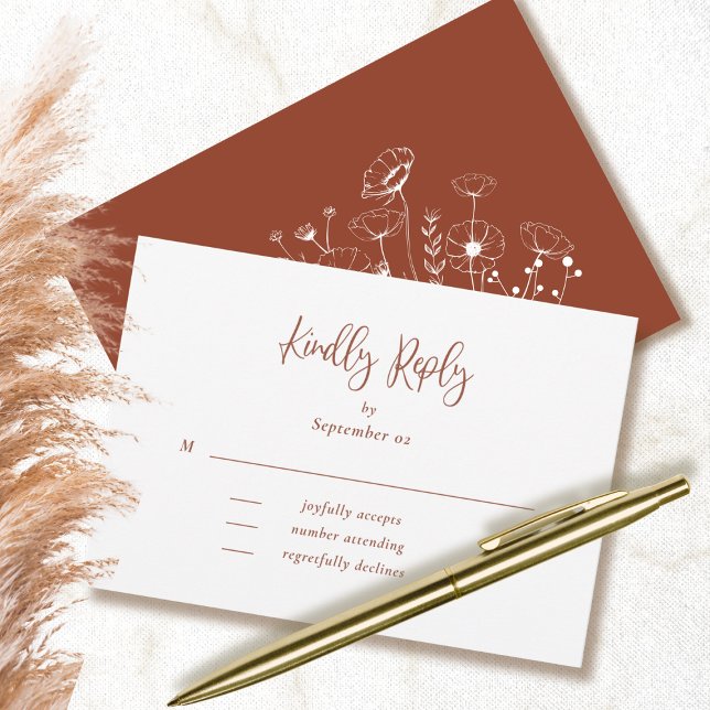 Terracotta Script Typografia Casamento Floral RSVP (Criador carregado)