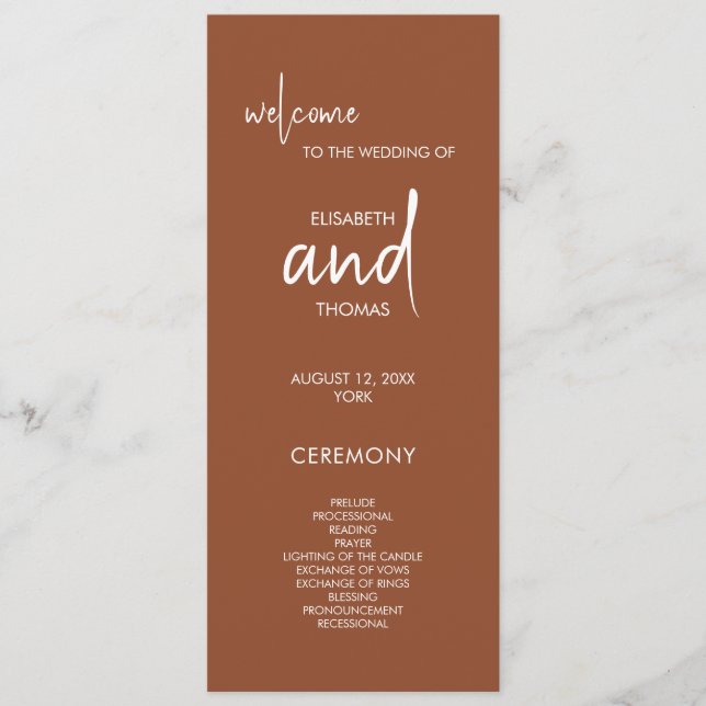 Terracotta: simples programa de casamento elegante (Frente)