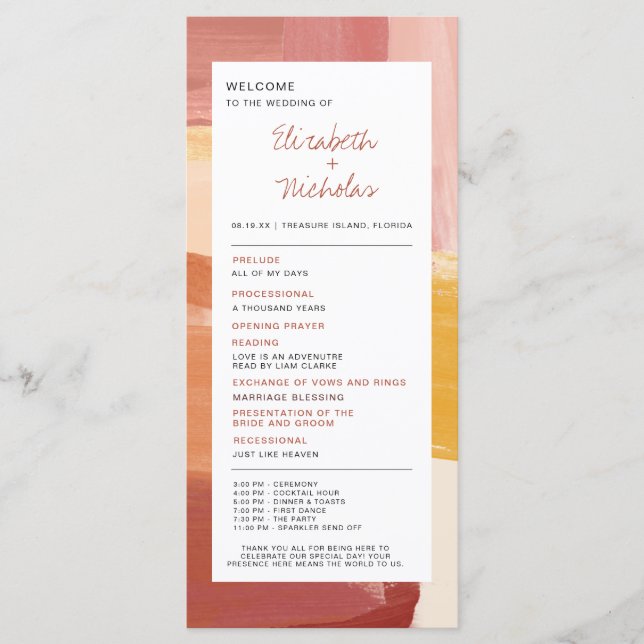 Terracotta Sunrise | Programa de Casamento (Frente)
