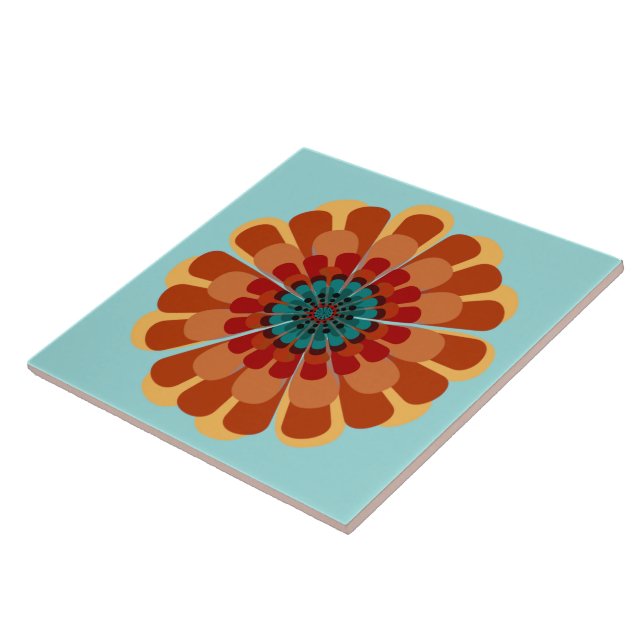 Terracotta & Teal Flower (Lateral)