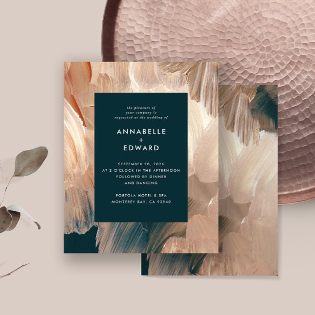 Terracotta teal painterly moderna na moda casament (Criador carregado)