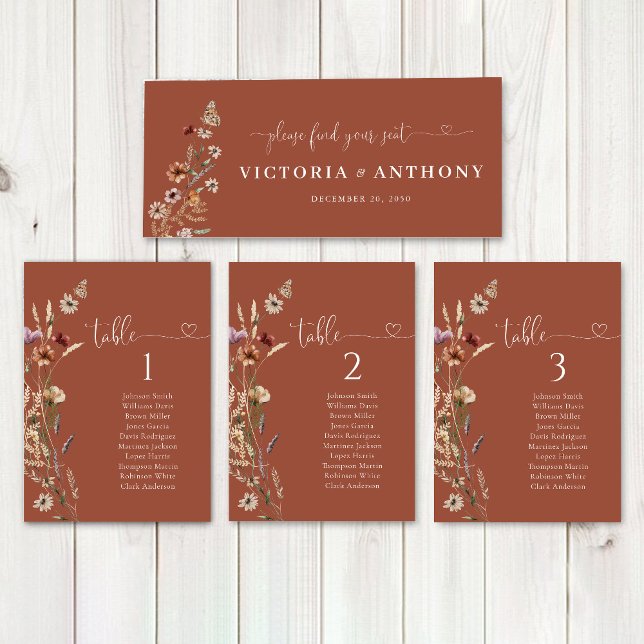 Terracotta Tiny Wildflower Sinal de Mesa (Criador carregado)