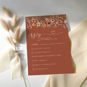 Terracotta Tiny Wildflower Weding RSVP Card