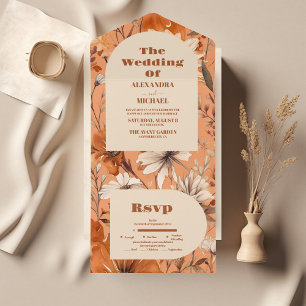 Terracotta Watercolor Flores Selvagens Casamento