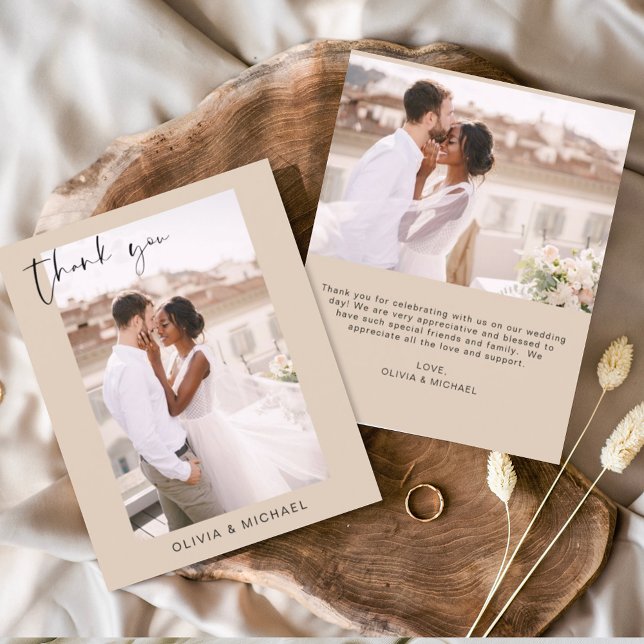 Terracotta Wedding Obrigado Foto Cartão Minimalist (Criador carregado)