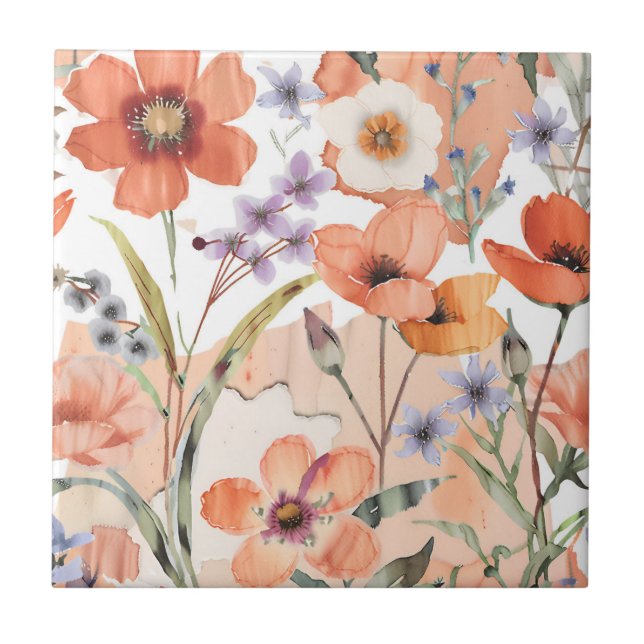 Terracotta Wildflower Rustic Boho Wall Acentos (Frente)