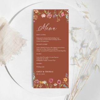 Terracotta Wildflower Wedding Menu