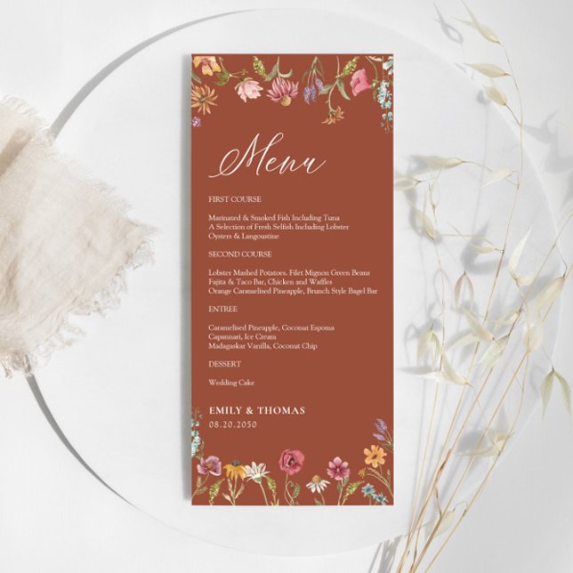 Terracotta Wildflower Wedding Menu (Criador carregado)