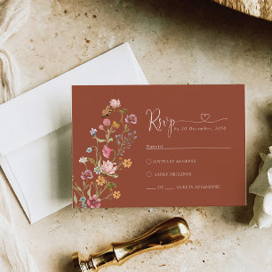 Terracotta Wildflower Weding RSVP Card