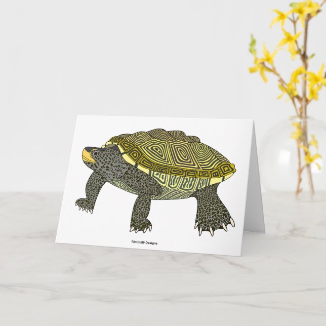 Terrapin (branco) - Cartão de Boas Vindas (Flor Amarela)