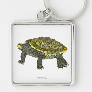 Terrapin (branco) - Chaveiro Quadrado Premium