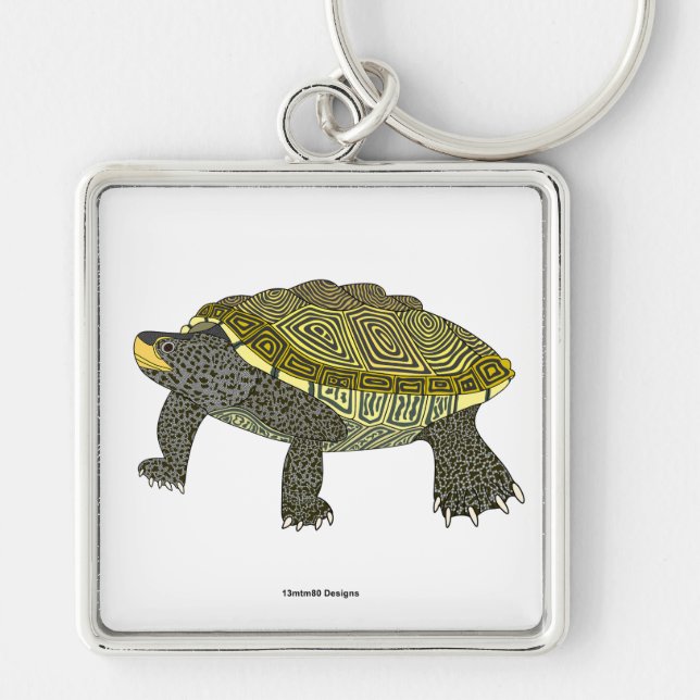 Terrapin (branco) - Chaveiro Quadrado Premium (Frente)