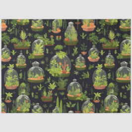 Terrários Botânicos sobre Papel Tecido Preto