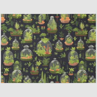 Terrários Botânicos sobre Papel Tecido Preto