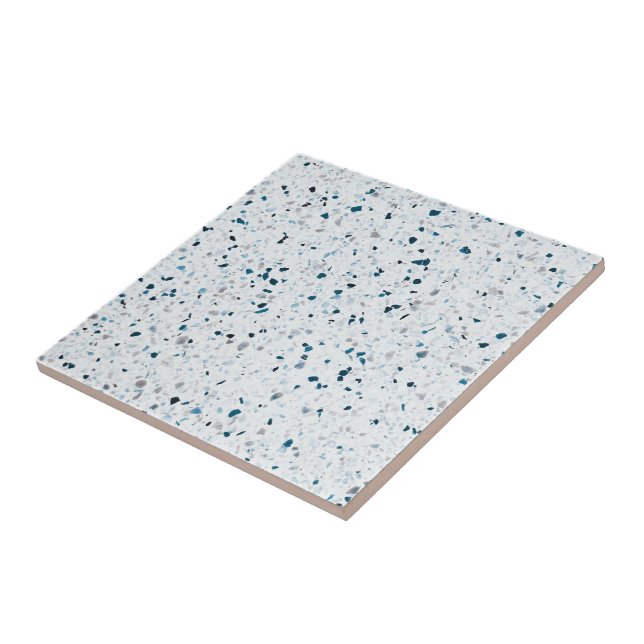 Terrazzo Elegante Teal Blue Verde Cinza Retro (Lateral)