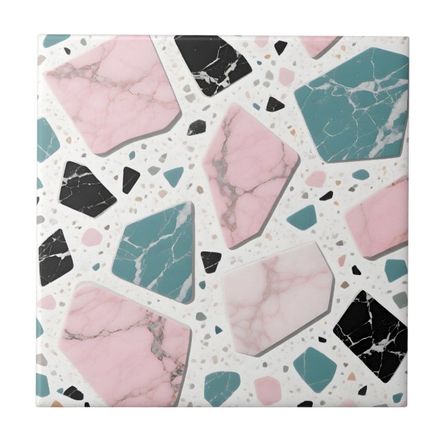 Terrazzo Marble Pastel Pink Teal Modern (Frente)
