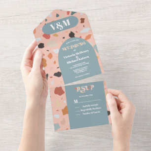 Terrazzo Modern Arch Casou Tudo Em Um Convite