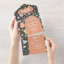 Terrazzo Modern Arch Casou Tudo Em Um Convite