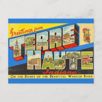 Terre Haute Indiana Cartão Postal Antigo