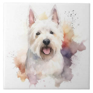 Terrier Escocês Branco, animal de estimação, aquar