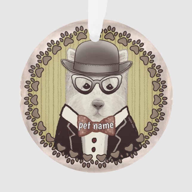 Terrier West Highland usando óculos Enfeite (Frente)