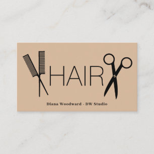 Tesoura Beige Comb Hairdressers Cartão de visita