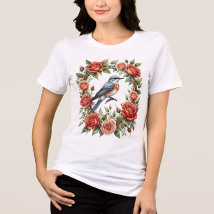 Tesoura De Flycatcher Perfurada Por Rosas vermelha