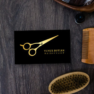 Tesoura Hairstylist Preta E Cartão de visita Doura