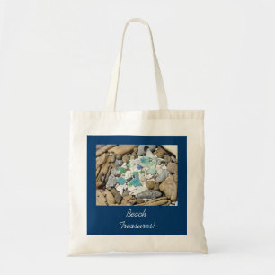 Tesouros de praia Bolsas bolsas Vidros do mar azul