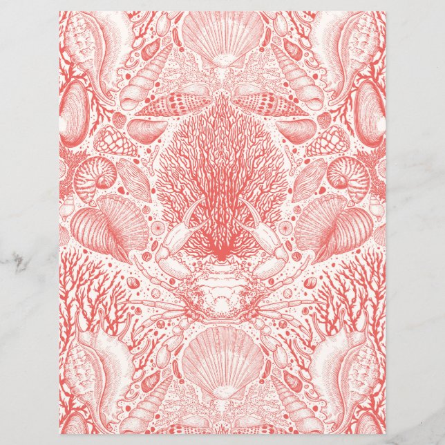 Tesouros de praia em vermelho-coral (Frente)