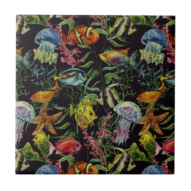 Teste padrão 1 da vida marinha da aguarela (Frente)