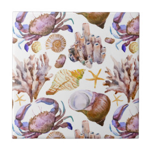 Teste padrão 4 da vida marinha da aguarela