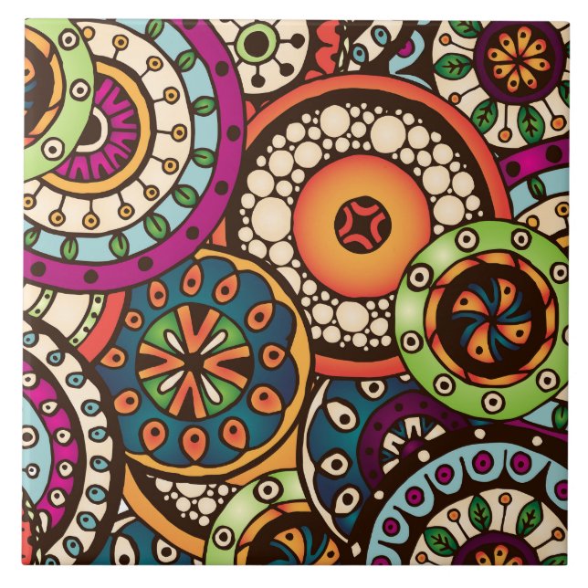 Teste padrão abstrato retro na moda Funky de Boho (Frente)