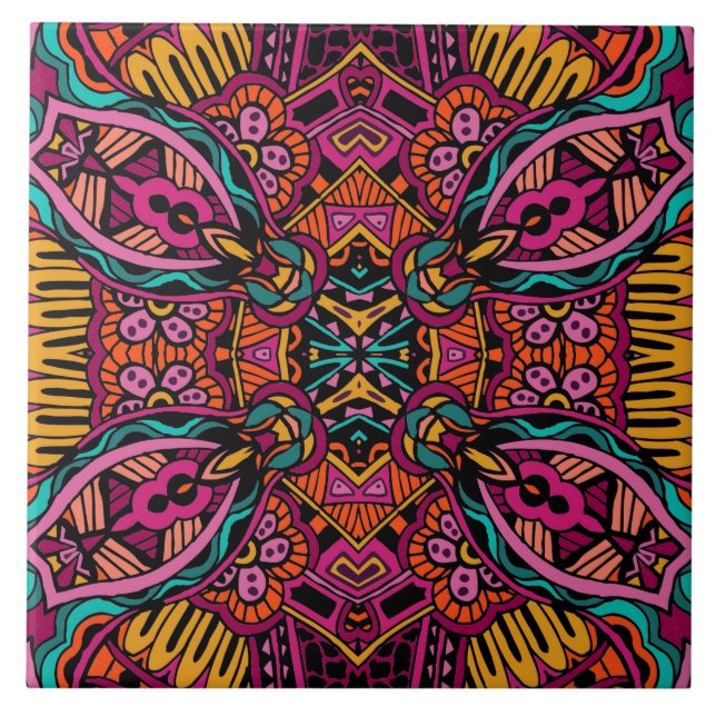 Teste padrão abstrato retro na moda Funky de Boho (Frente)