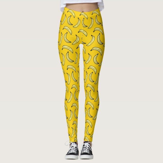 Teste padrão amarelo Legging da banana (Frente)