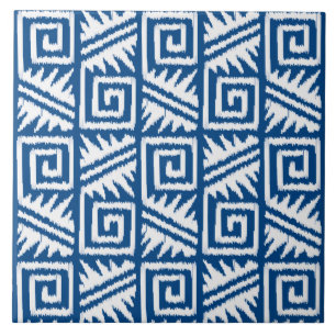 Teste padrão asteca de Ikat - azuis cobaltos e