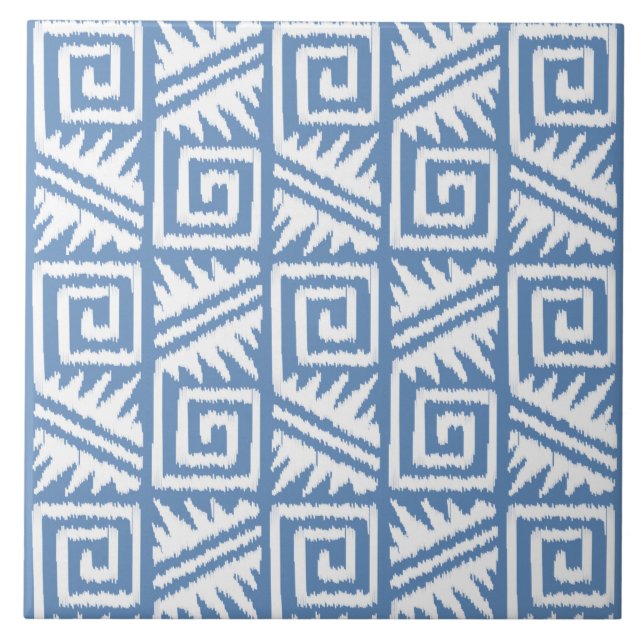 Teste padrão asteca de Ikat - azul-céu e branco (Frente)